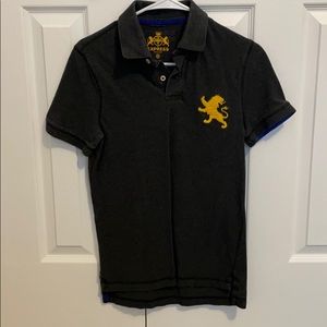 Express men’s polo XS. Charcoal gray/gold logo